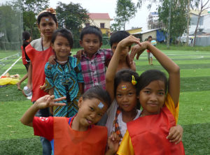 Cambodia kids in the field